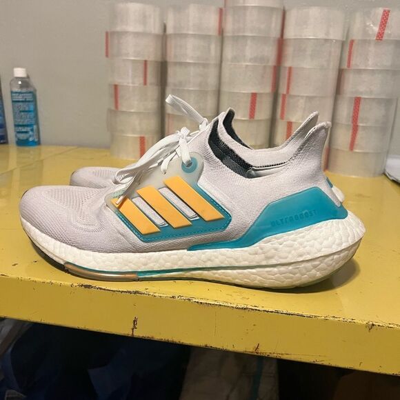 Adidas ULTRABoost 22 White Orange Mint Rare Gym Men Running Shoes GX5463 - US 11 - Picture 3 of 12